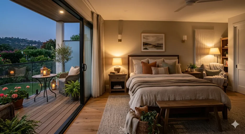 Upper floor bedroom design in Wardha duplex home