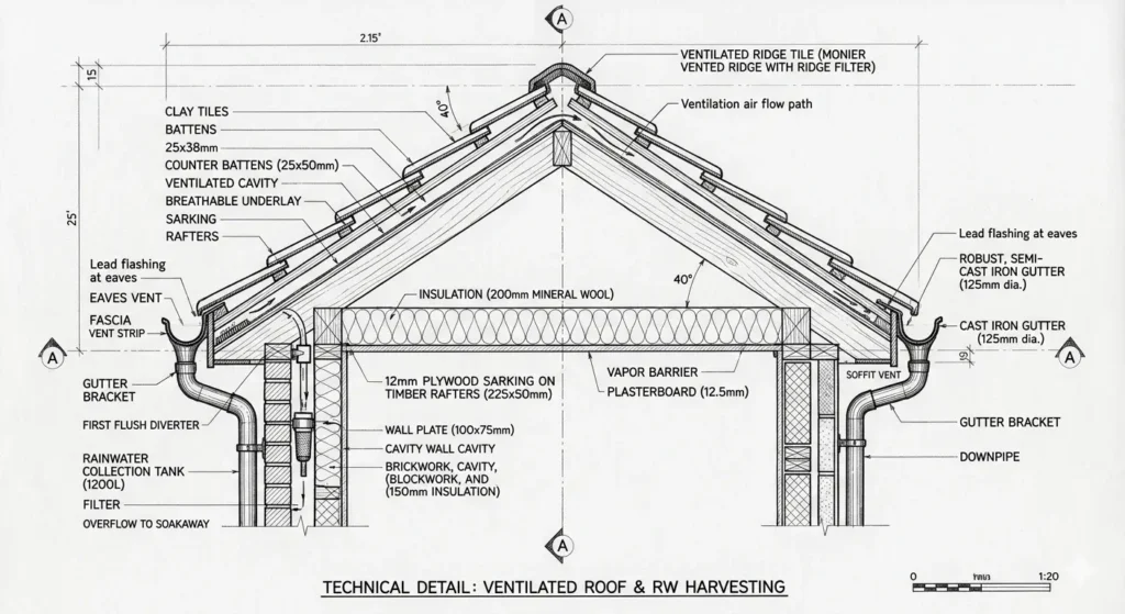 Modern Duplex House Plans in Digras 2 Ventilated pitched roof with traditional clay tiles and drainage