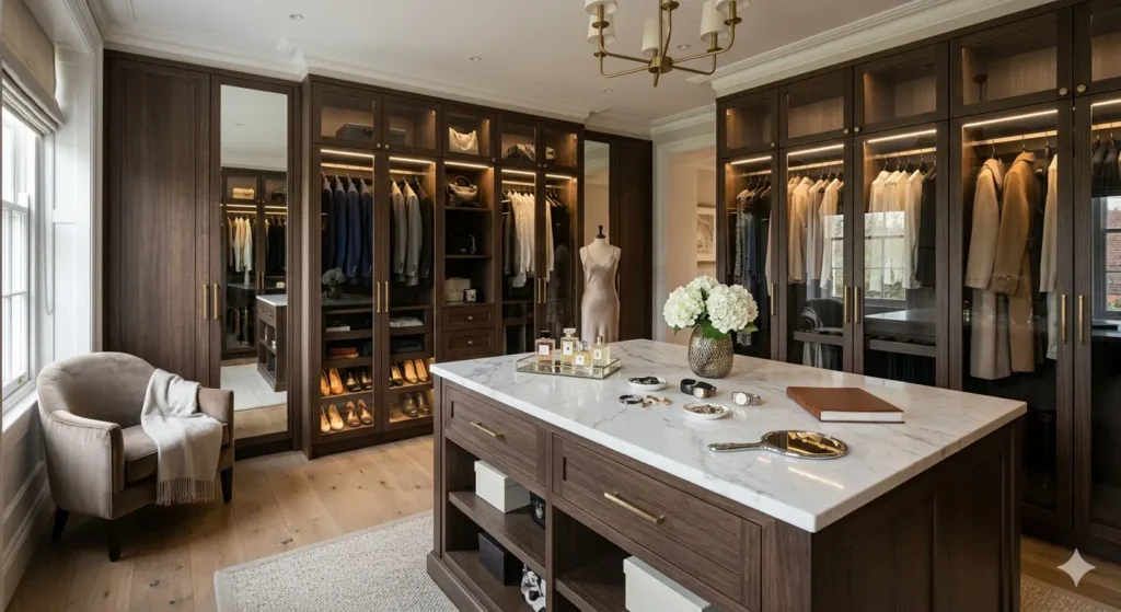Walk in dressing room design for high end Pusad homes