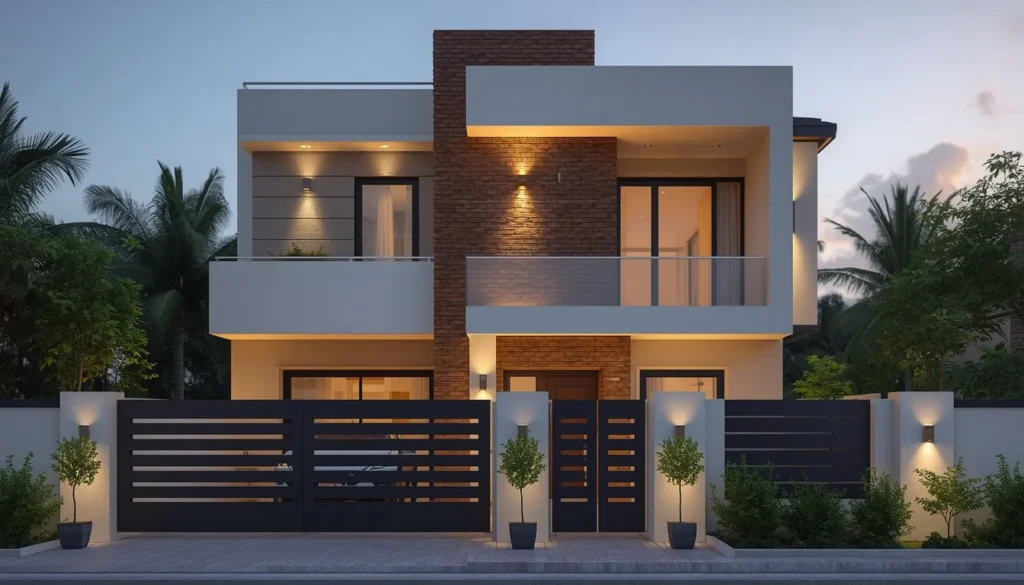 Contemporary duplex home with Vastu inspired entry