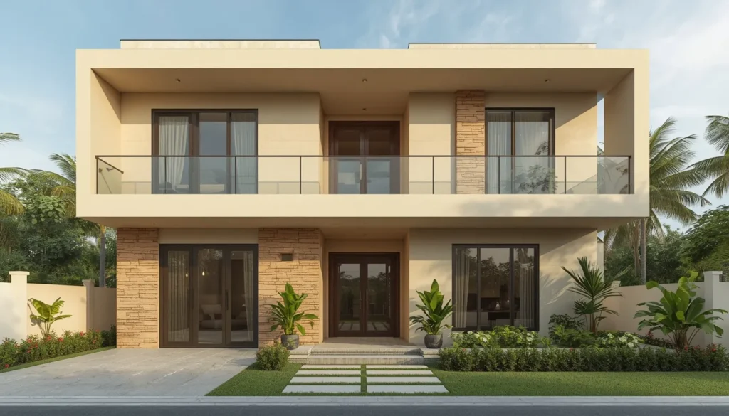 Elegant contemporary bungalow exterior in Maharashtra