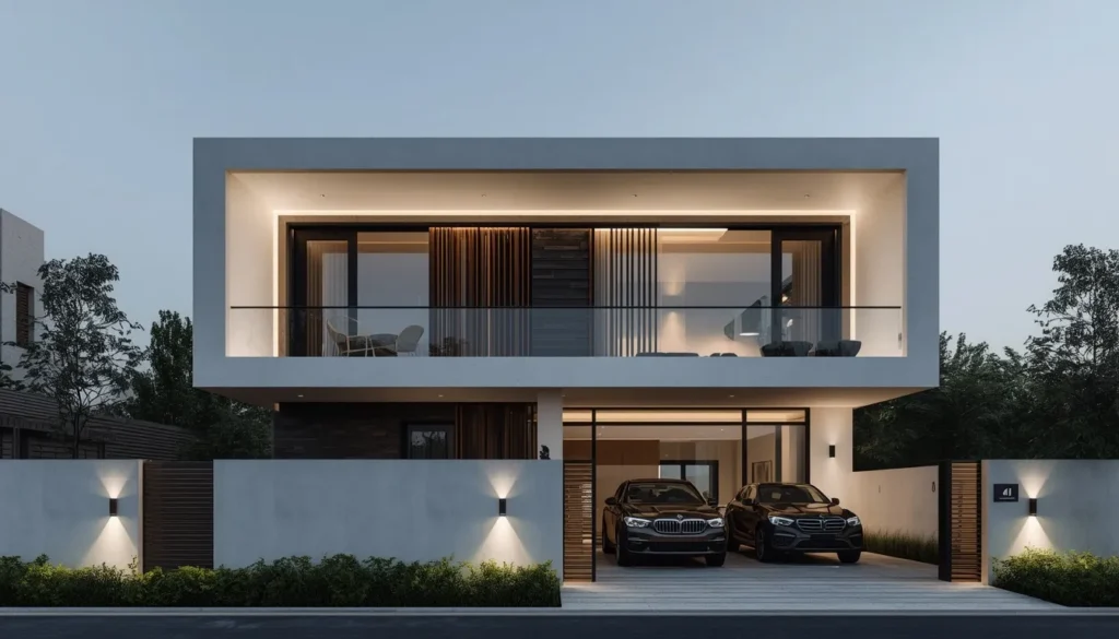 Best Duplex House Architects in Pusad 1 Minimalist Contemporary Duplex Elevation