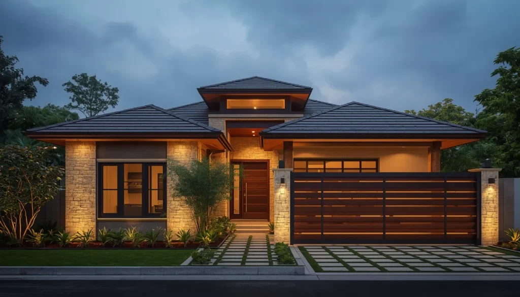 Modern contemporary villa with double height entrance